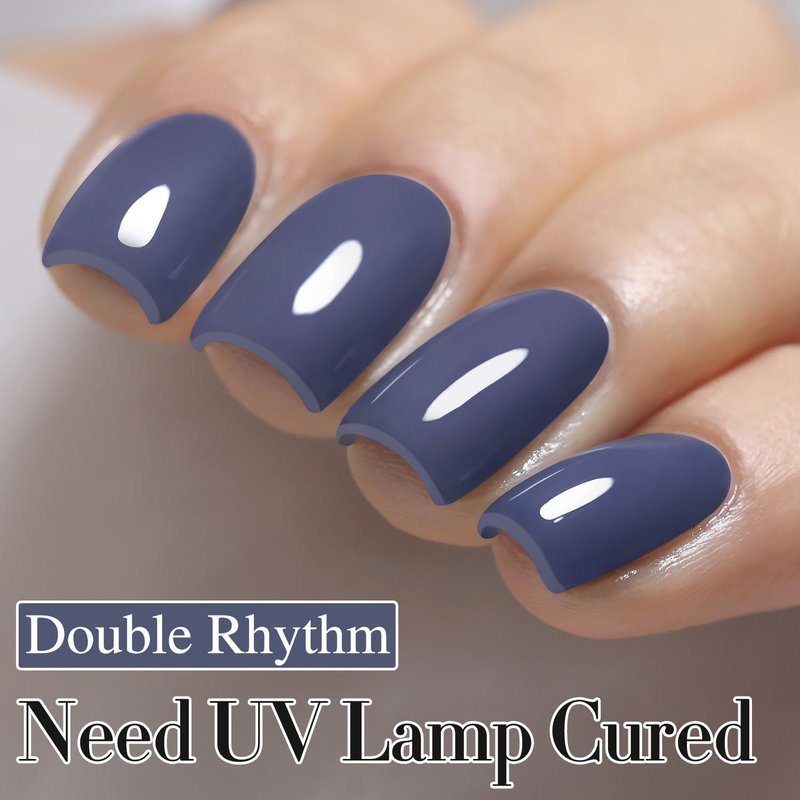 Gel Nail Polish - Double Rhythm 15ML Deep Blue Gray | Soak Off for DIY Manicure at Home