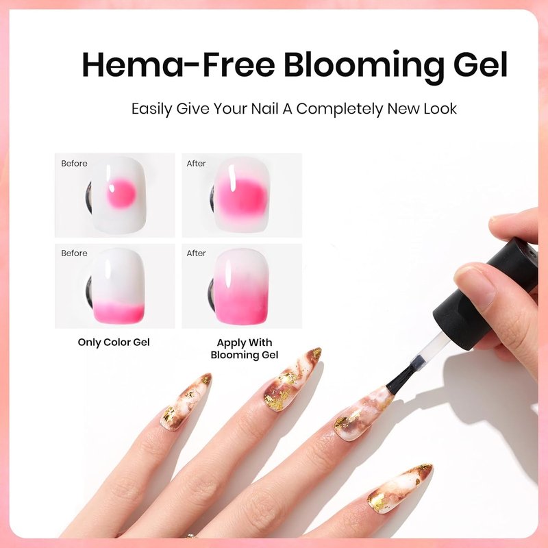 Beetles Blooming Gel - Hema-Free Clear Nail Polish for Stunning Watercolor Floral Designs | DIY Manicure Art