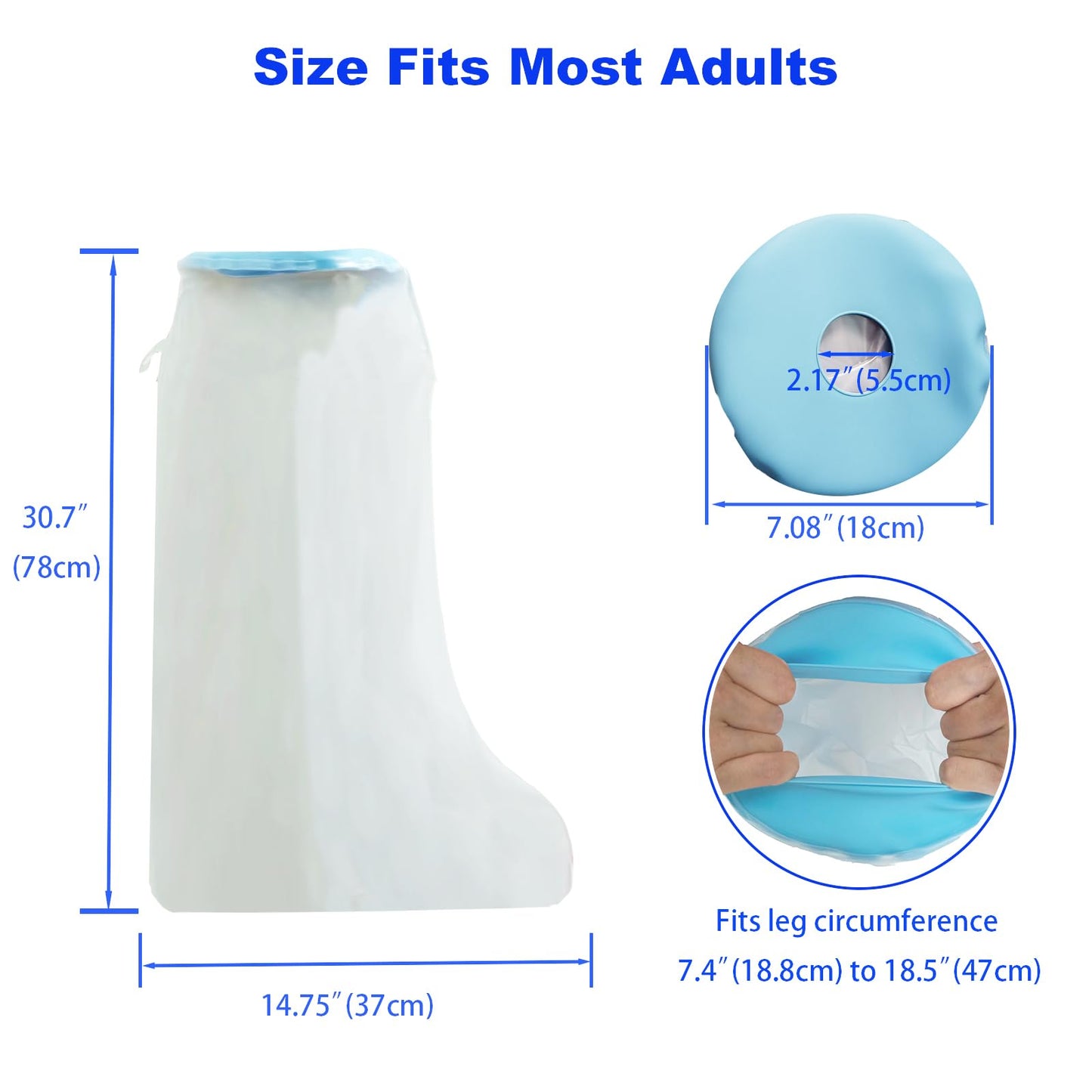Wateproof Cast Covers for Shower Leg Adult, Full Leg Protector Shower Bandage Wound Showering for Broken Knee Foot Ankle Wound Burns Care Supplies, After Surgery Gifts,Reusable(30.7 in. Long)