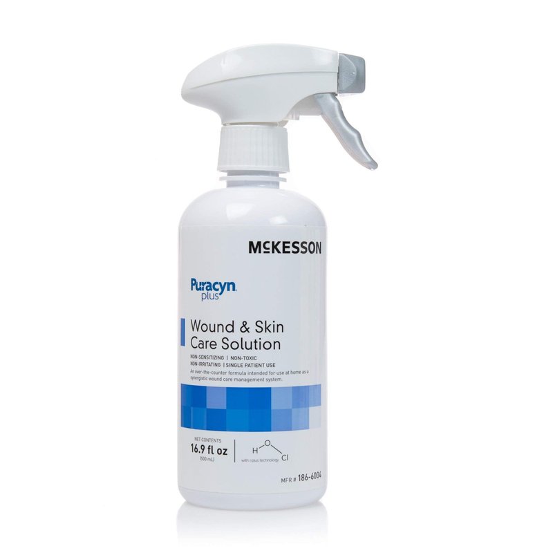 McKesson Puracyn Plus Wound and Skin Cleanser Spray [6 Count] - 16.9 oz Hypochlorous Acid Dermal Wound Wash for Cuts, Burns, Sores, and Skin Irritations, Non-Sting First Aid HOCl Spray