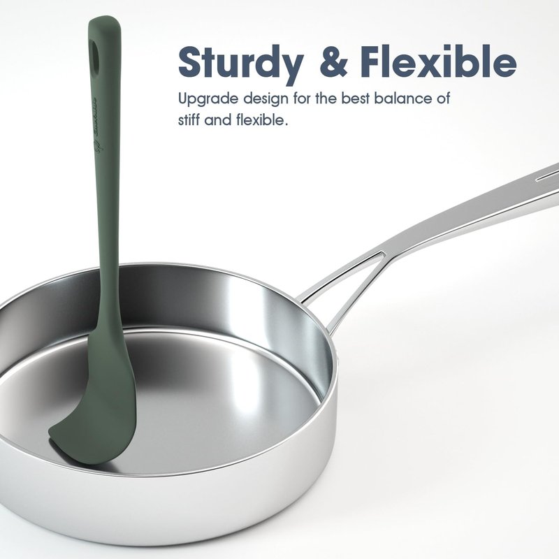 ChefAide Silicone Spatula Set - 5 Pieces, Ergonomic Grip, Heat Resistant Up to 600°F for Nonstick Cookware