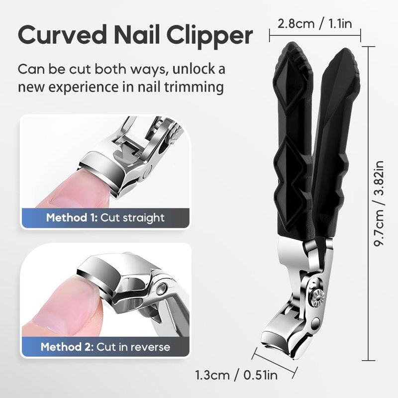 Pro Nail Clippers, 2025 Upgraded Large Angled Head Toenail Clippers Easy Trimming, Wide Jaw Opening Nail Clippers for Thick Nails, Long Handle Nail Clipper for Seniors Men Women (1 Set)