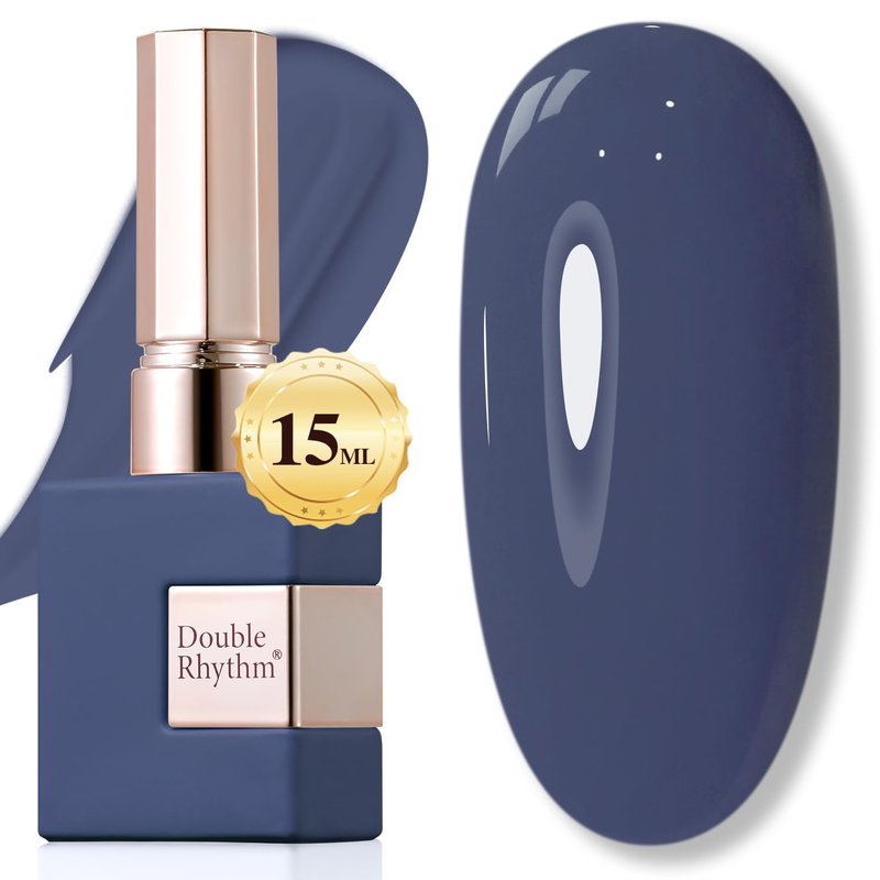 Gel Nail Polish - Double Rhythm 15ML Deep Blue Gray | Soak Off for DIY Manicure at Home