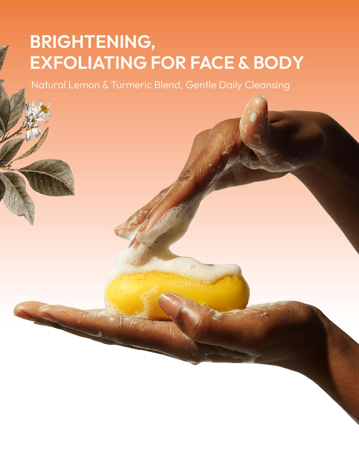 KlearBloom Lemon Turmeric Kojic Acid Soap – Exfoliating Soap with Almond Particles, Vitamin C and Extra Shea Butter, Gentle Brightening & Moisturizing for Face and Body – 105g x 2 Bars