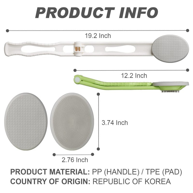 DOWMI Lotion Applicator for Back - 3in1 Foldable, Cream, Sunscreen, Ointment Applicator, 19" Long Handle, Body Massage Tool - 1 Body Brush Pad, 1 Lotion Pad Included