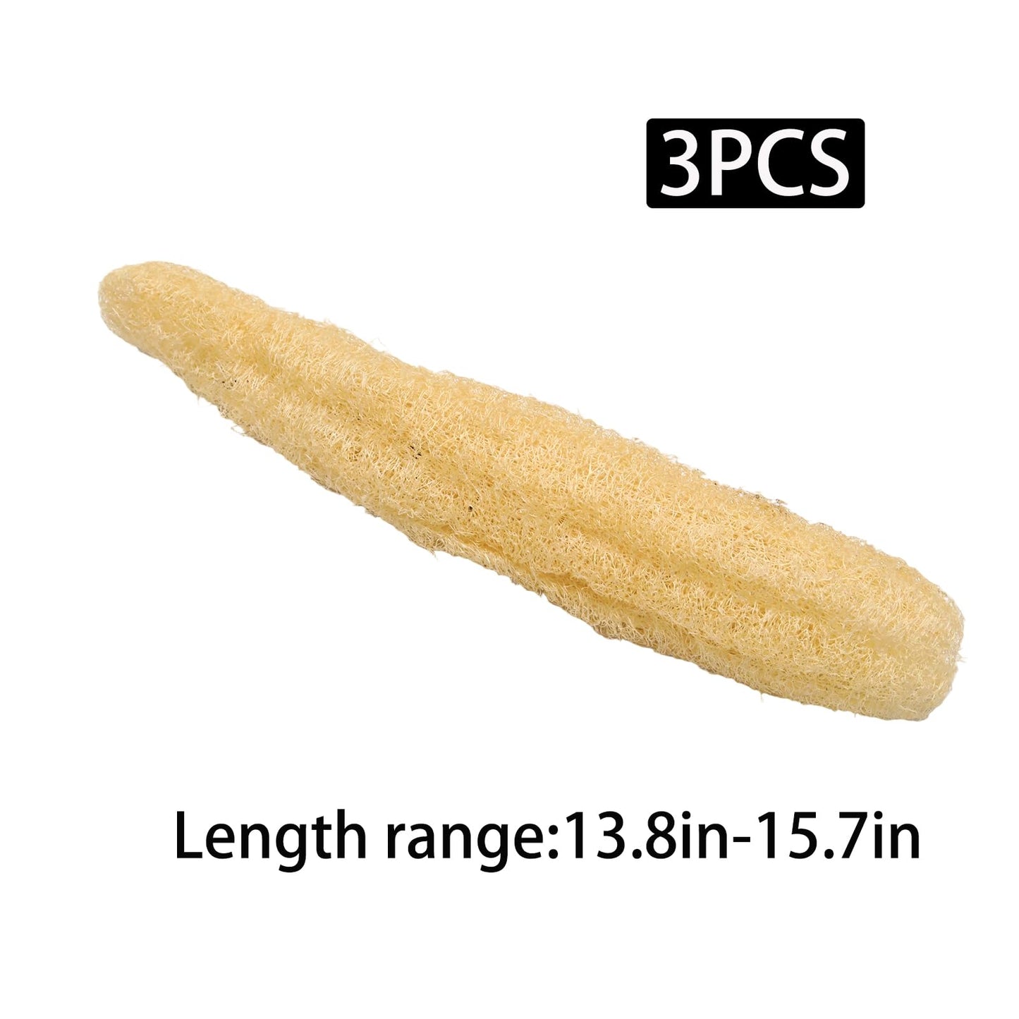Wuyituart 13.8-15.7 Inch Natural Loofah Sponge 3 Pack Organic Reusable Shower Loofah Exfoliating Body Scrubber