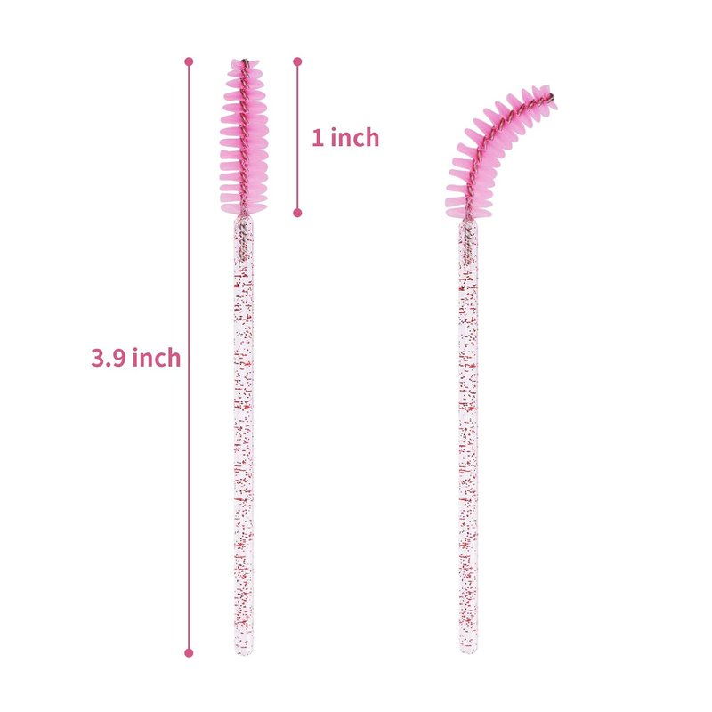 Eyelash Brush Applicators - 100PCS Disposable Mascara Wands Kit for Extensions & Brows | Light Pink Container