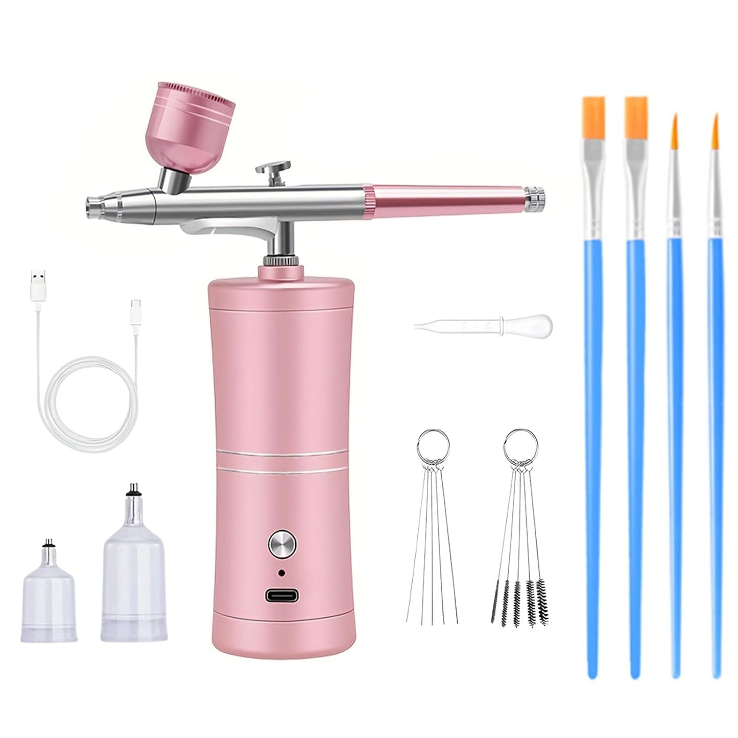 ZPSHYD Airbrush Kit - Portable Wireless Air Brush with Compressor for Nail Art & Makeup (Pink)