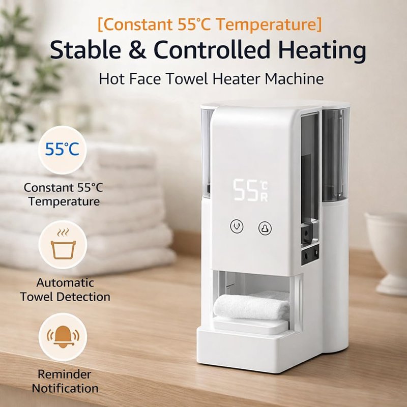 Hot Towel Dispenser with 40Pcs Towels - Automatic Instant Warmth & 55°C (131°F) Constant Temp Face Towel Warmer, Portable Hot Face Heater Machine Steamer for Bathroom & Home