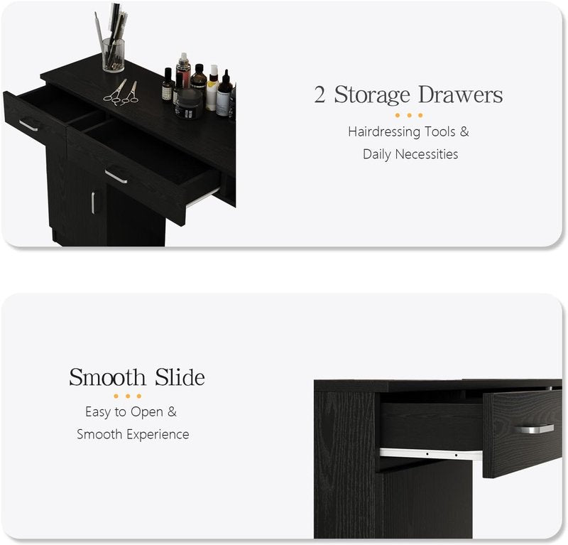 4ever2buy Salon Station - Black Wall-Mount Hair Stylist Organizer with 3 Dryer Holders | Ideal for Salons & Barbershops