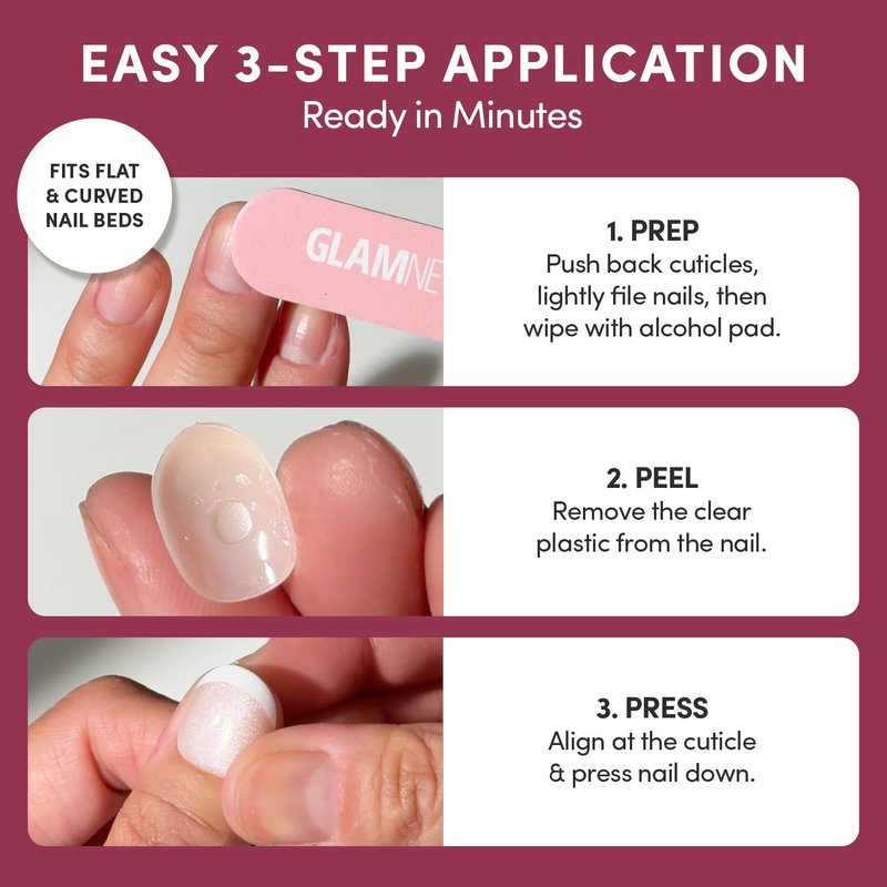 Glamnetic Quick Press Mani - Mess-Free Oval Extra Short Press-On Nails | 30 Nail Kit in 15 Sizes - Teddy