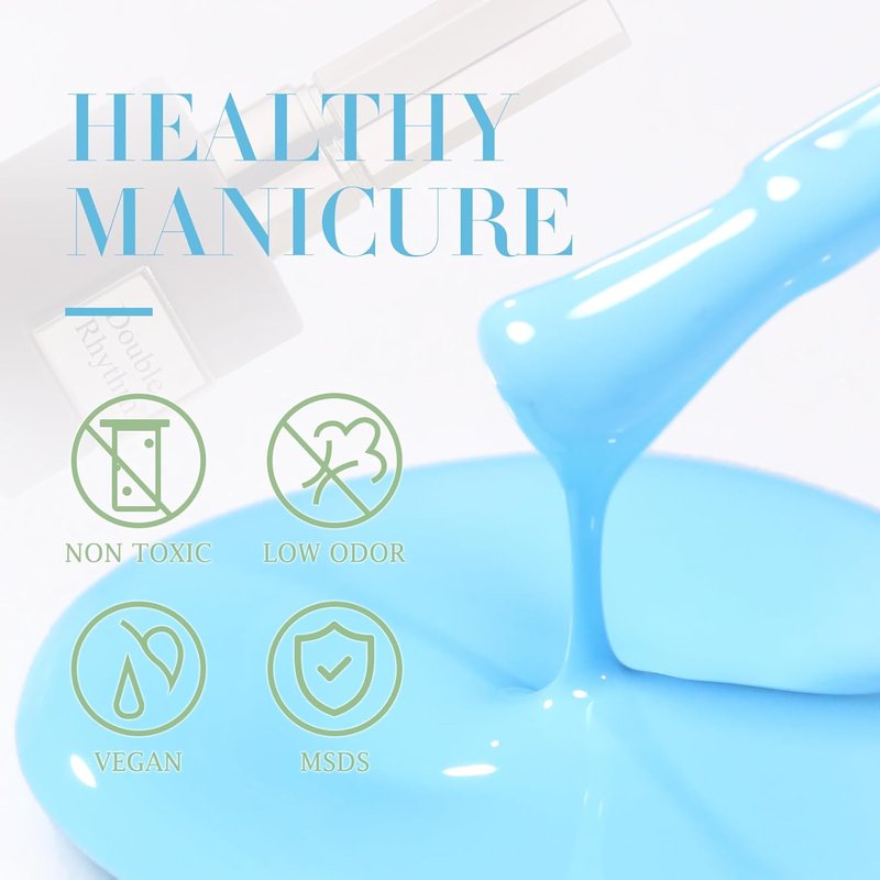 Gel Nail Polish - Double Rhythm 15ML Light Blue Soak Off for DIY Manicure & Salon Use