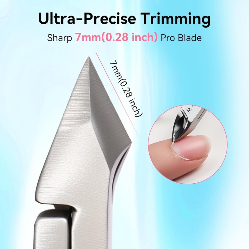 Makartt Cuticle Trimmer & Pusher - Ergonomic Stainless Steel Nipper with 7mm Blade & Dual-Ended Tool in Pink