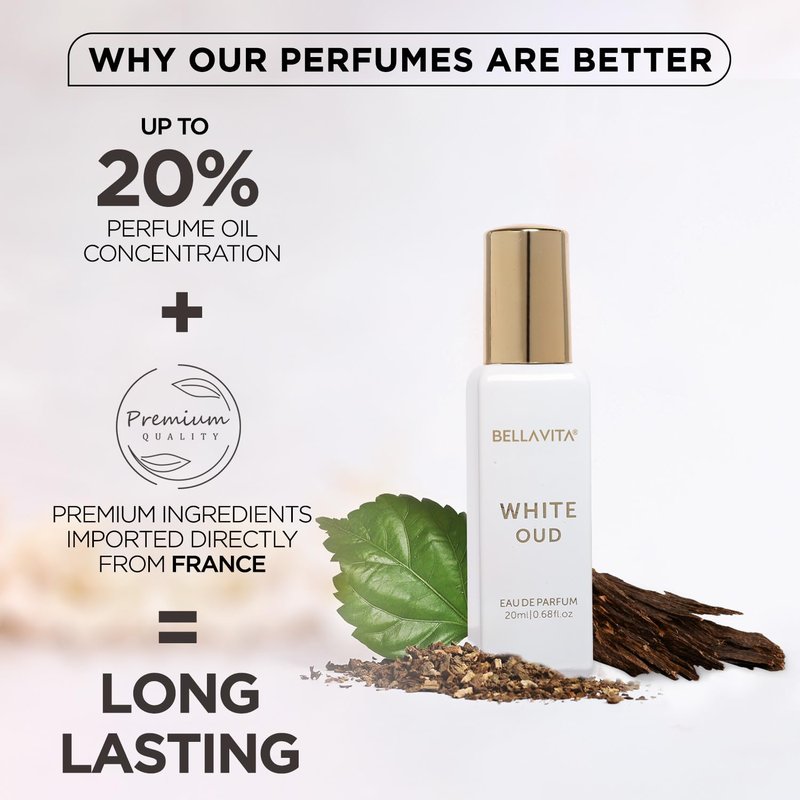 Bellavita Luxury White Oud Eau de Parfum - Travel Size 20 ml | Unisex Fragrance with Fruity and Tobacco Notes