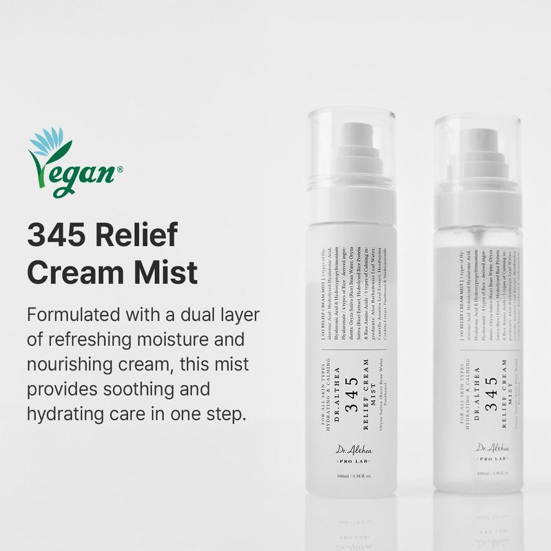 Dr.Althea 345 Relief Cream Mist | Hydrating Facial Mist with Rice Extract | Soothing Care for Sensitive Skin | Vegan Korean Skincare, 3.38 Fl Oz