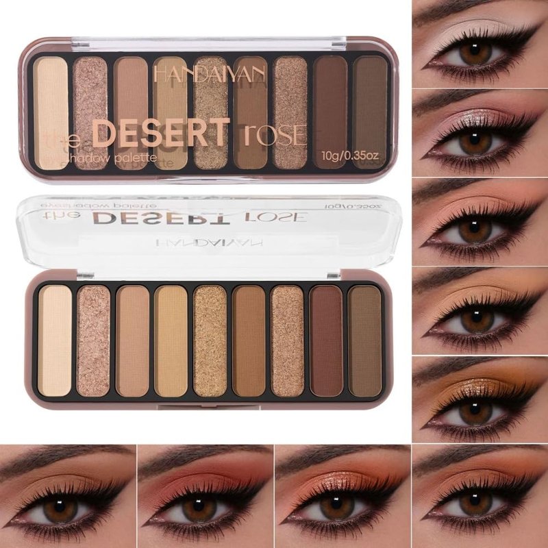 gcdat 9 Colors Eyeshadow Palette Natural Nude Matte Shimmer Glitter Eye Shadow Pallete, High Pigment, Blendable, Long-Lasting Natural to Glam Smokey Eye Looks
