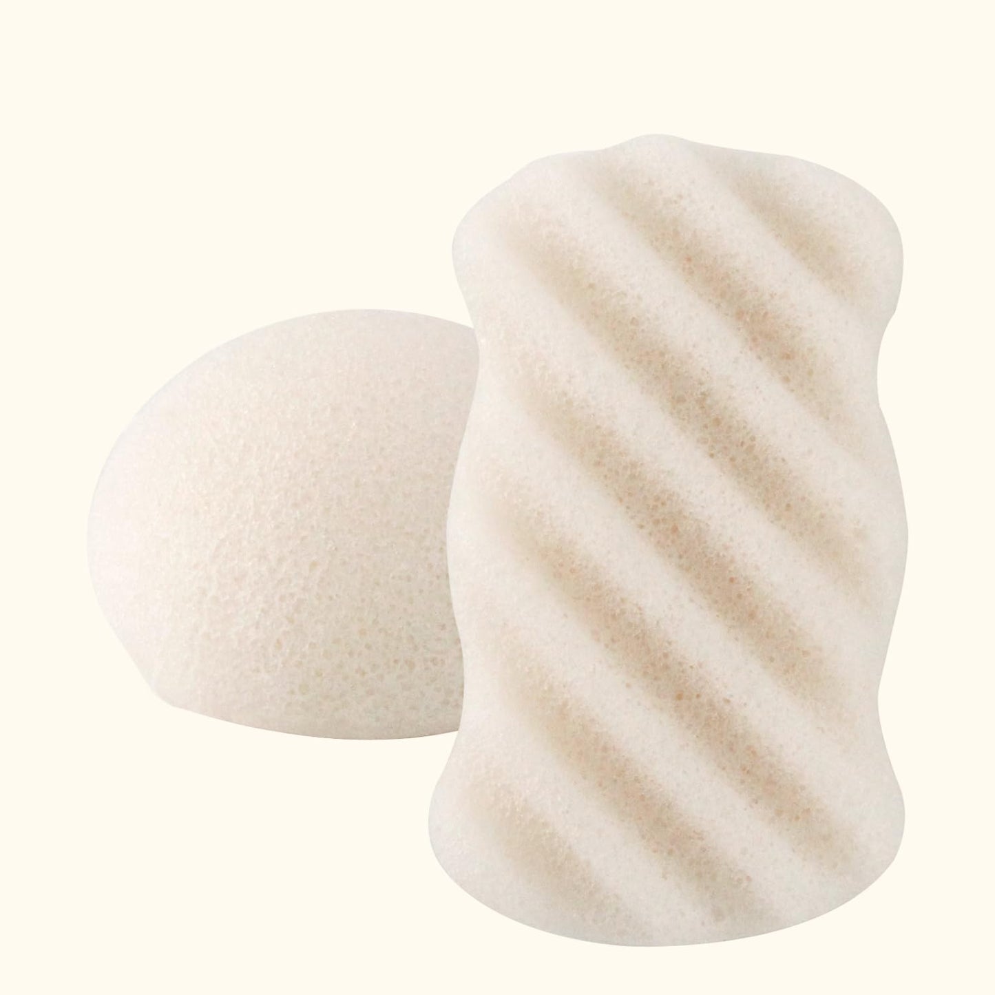 Spunspon Konjac Exfoliating Organic Facial Sponge Set | Gentle Daily Face Scrub/Skincare | Super Soft Body Cleansing Sponge for Shower, Safe for Baby Bathing, Half Ball + Rectangle (4 Pack, White)