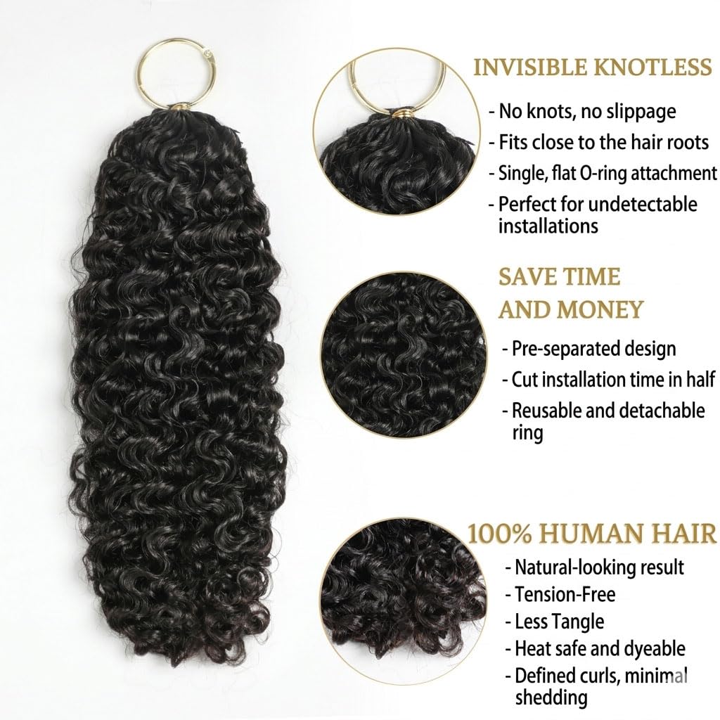 VIPbeauty Burmese Curly Crochet Hair Extensions - 12 Inch, 60g Knotless, Lightweight Remy Hair in Natural Black