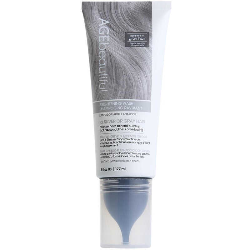 AGE Beautiful Brightening Wash Shampoo - Silver & Gray Hair Care with CoQ10 & Charcoal | Sulfate-Free, Color-Safe Formula