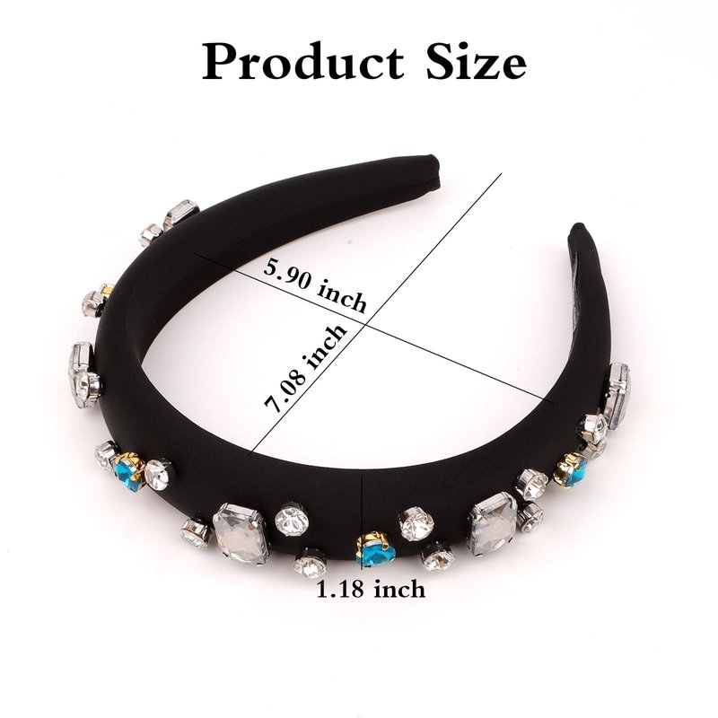 Amariver Rhinestones Headbands for Women Sparkle Jeweled Hair Band Padded Head Bands Bling Crystal Hairbands Shiny Headband Stylish Hair Accessories for Women Girls (Black)
