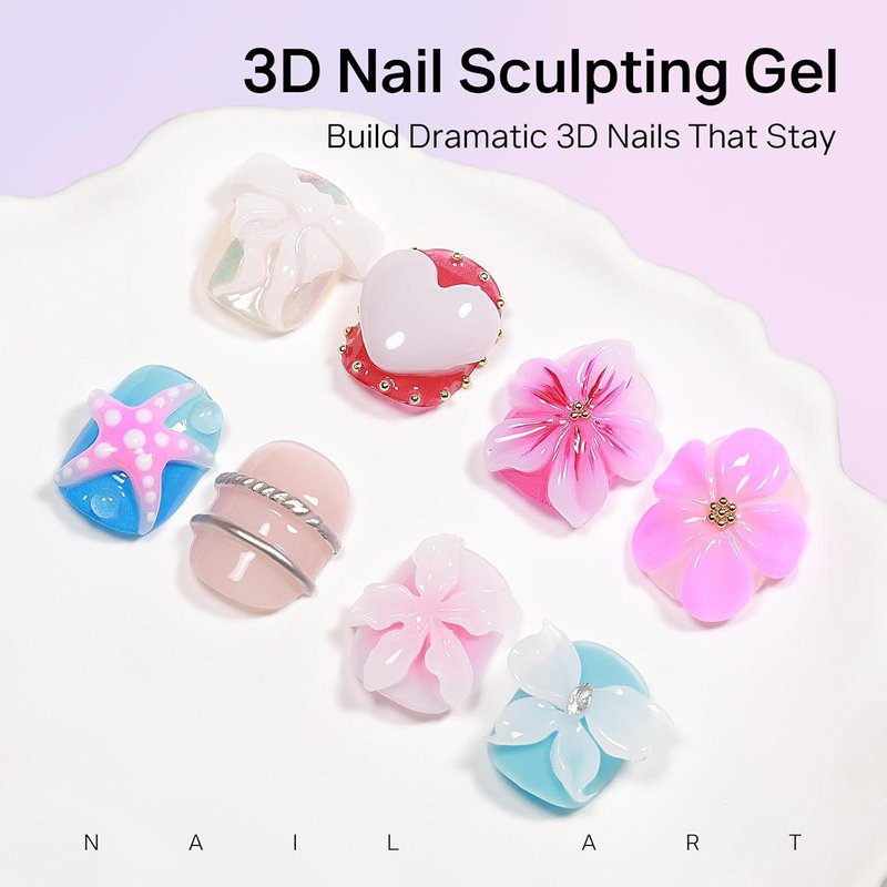 MIZHSE 3D Gel Nail Art - Non-Sticky Sculpting Gel for Home Manicure | 30g UV LED Soak Off