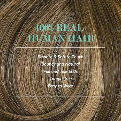 Ukira Balayage Clip in Hair Extensions Real Human Hair, 22 Inch 75g 4/27/4 Chocolate Brown to Caramel Blonde Ombre Human Hair Extensions, Natural Straight Remy Human Hair Clip ins for Women
