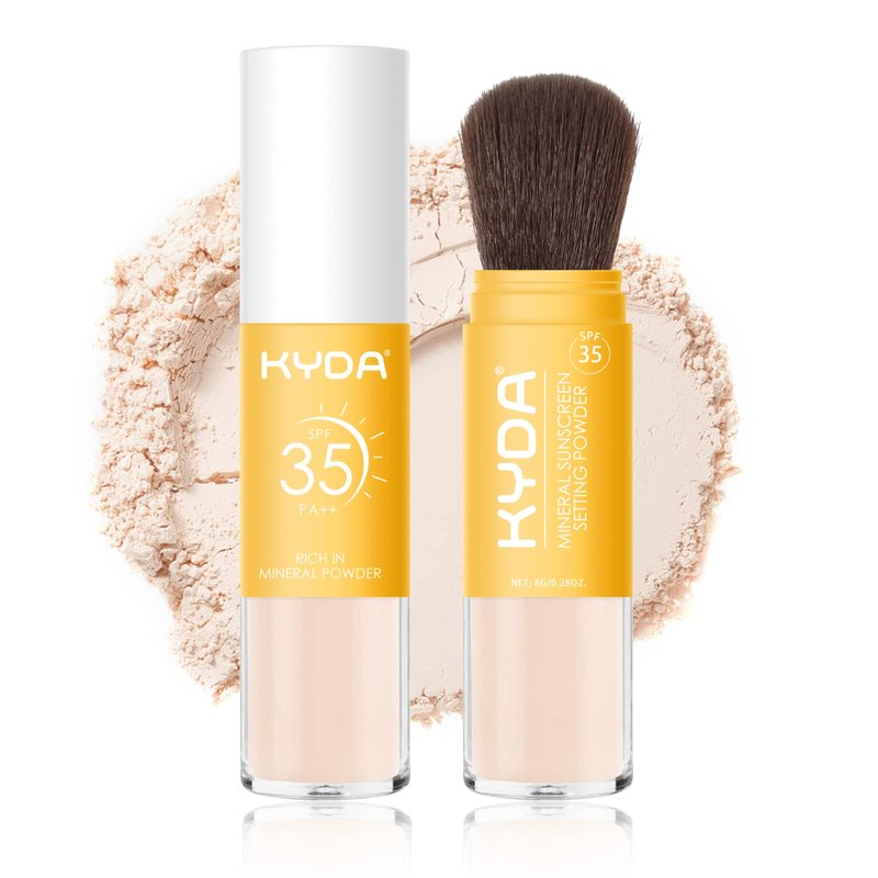 KYDA Mineral Sunscreen Powder for Face & Scalp Hair, SPF 35 Scalp Sunscreen, Hair Sunscreen Spf Powder Lasting Oil Control Matte Loose Powder, Lightweight Breathable for All Skin Type, Translucent