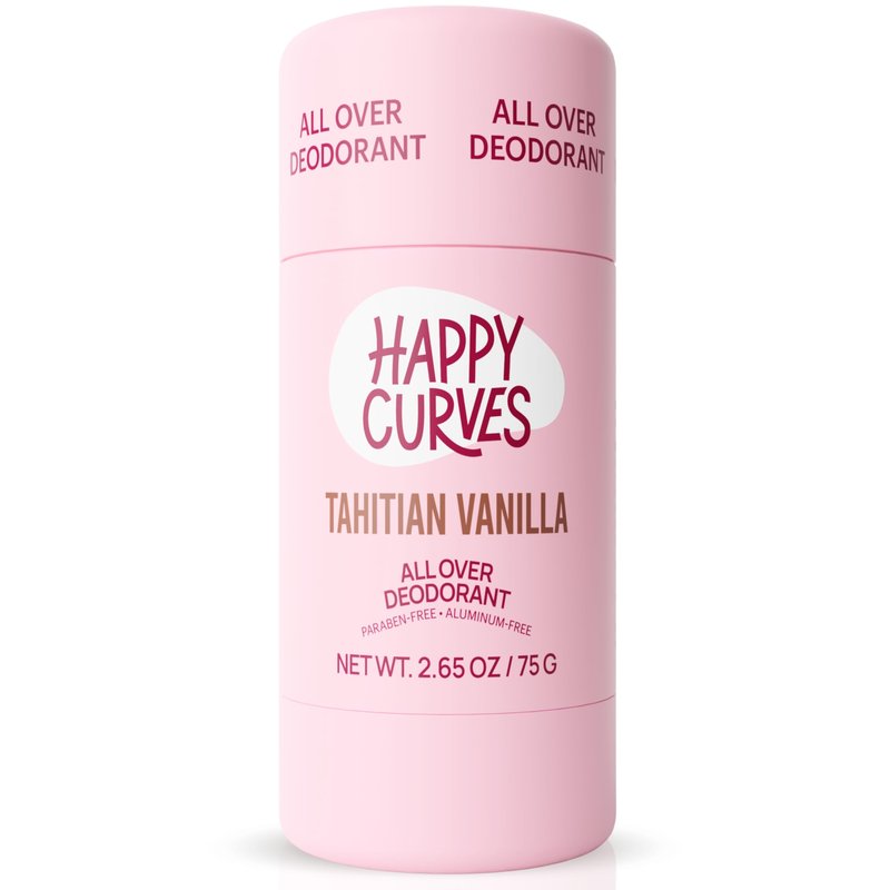 HAPPY CURVES All Over Whole Body Deodorant for Women - Aluminum-Free - Invisible All Day Layer of Full Body Protection for Long Lasting Odor Control, Sensitive Skin, & Private Parts - Tahitian Vanilla