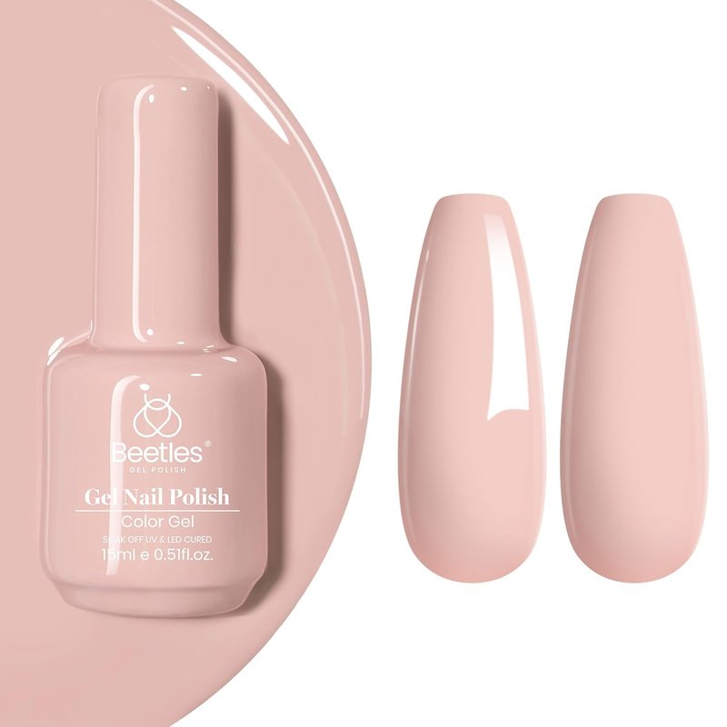 Beetles Nude Gel Nail Polish - Sheer Pink Soak-Off UV/LED Manicure | 0.5oz (15ml) for Home Nail Art