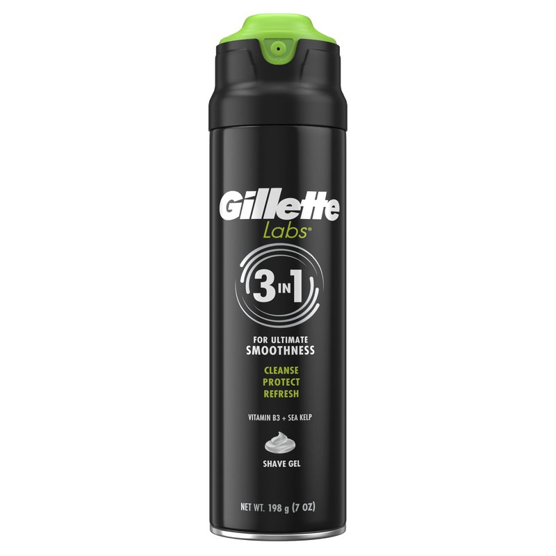 Gillette Labs Rapid Foaming Shaving Gel for Men, Alcohol, Dye and Paraben-Free with Vitamin B3 and Sea Kelp, Cools and Soothes Skin, 7 OZ