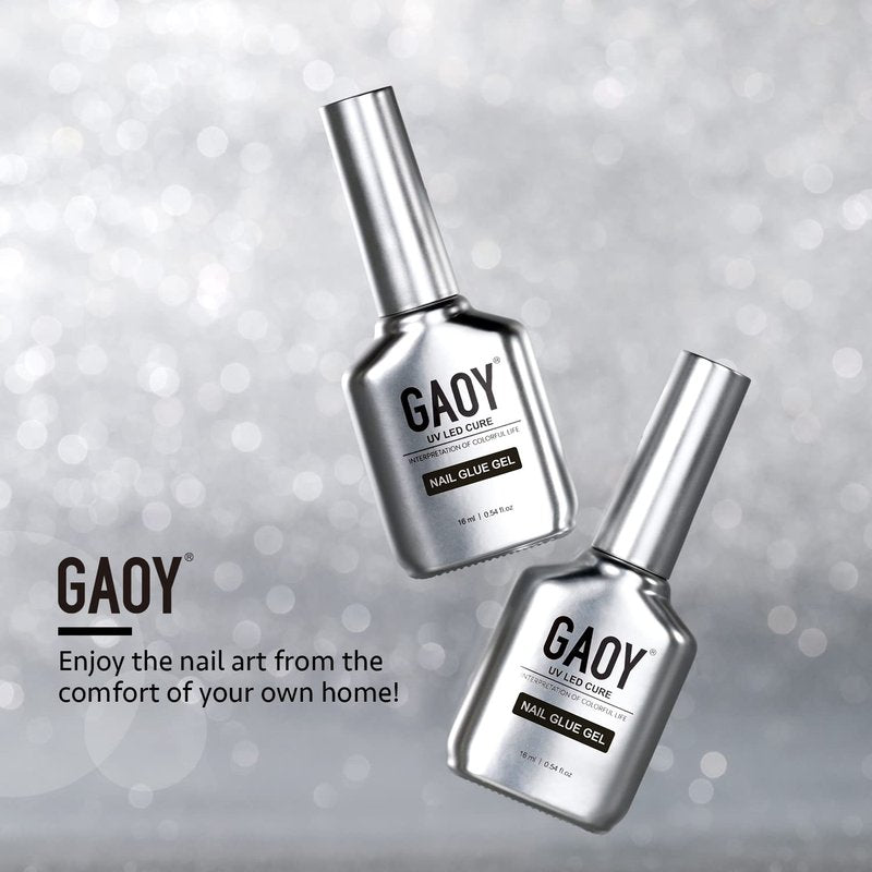 GAOY 2Pcs 16ml Gel Nail Glue for Acrylic Nails Tips, 2 in 1 Nail Glue and Base Coat, UV Light Cure