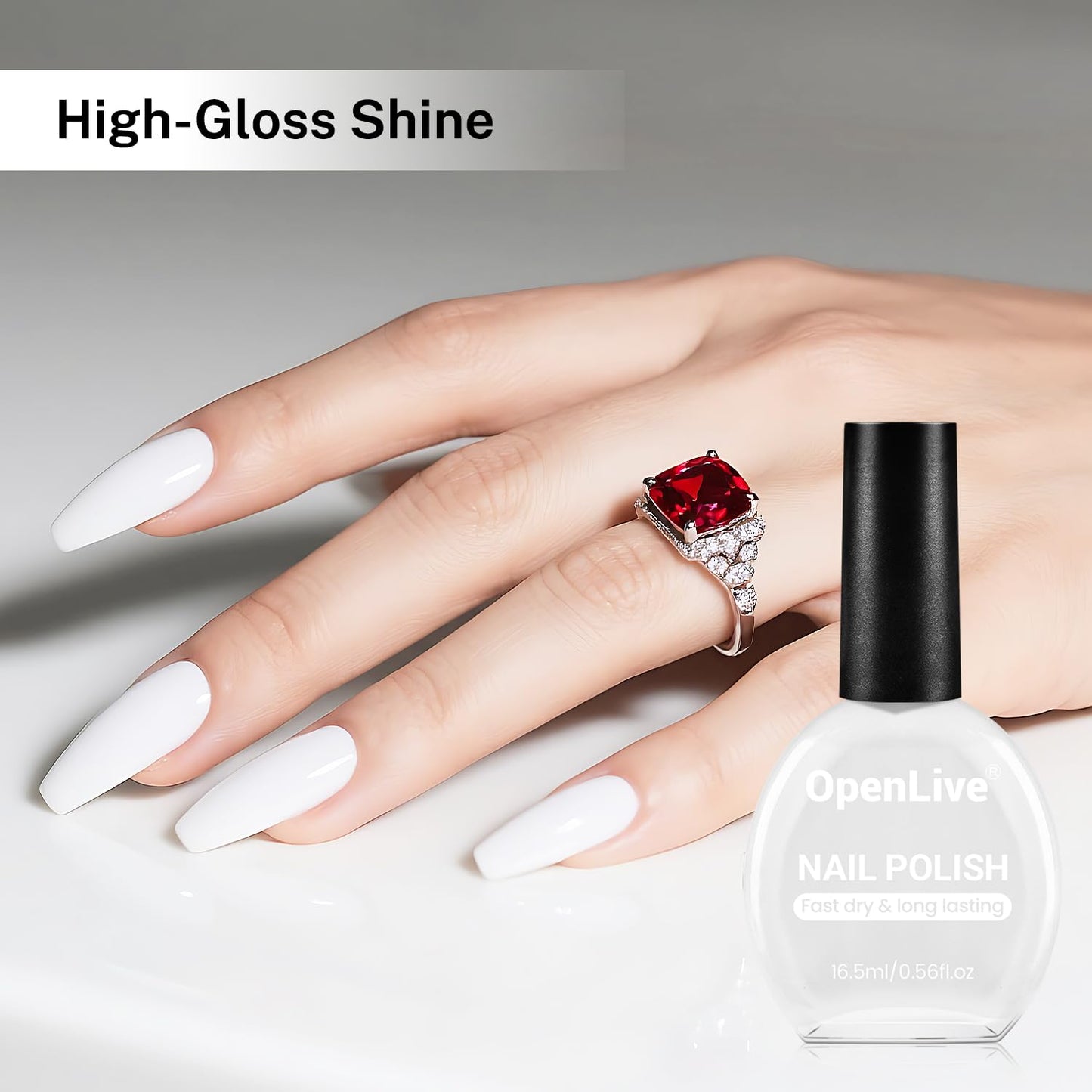 White Nail Polish - 16.5ml Quick Drying & Long Lasting Color | Perfect for DIY Home Manicure & Nail Art