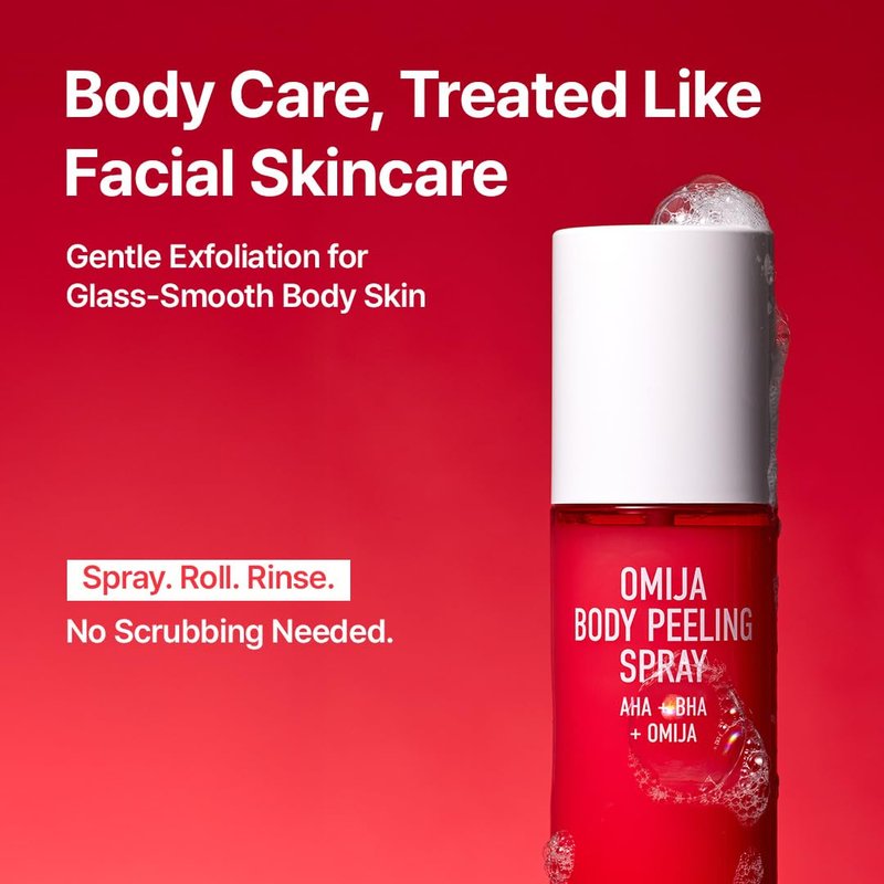 PARNELL AHA Omija Ceramic Body Peeling Spray – AHA BHA PHA Body Exfoliant for Keratosis Pilaris, Strawberry Legs, Dark Spots & Dead Skin Remover – Chemical Exfoliant, Rough Skin 4.60 fl.oz