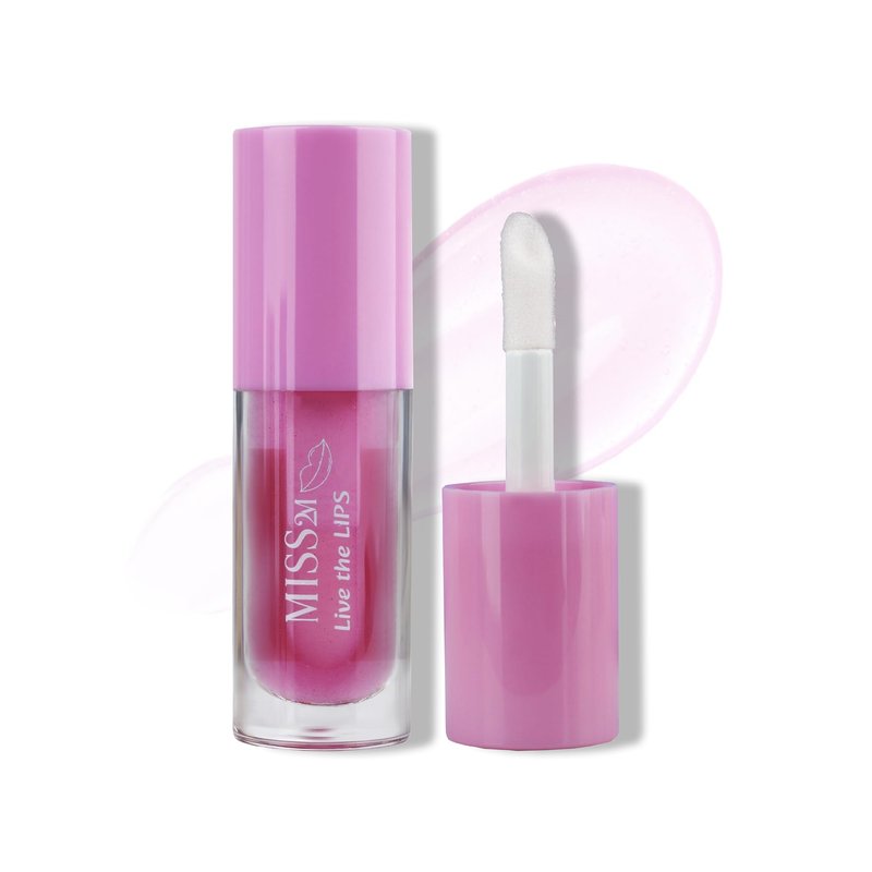 MISS2M Hydrating Clear Lip Gloss with Nourishing, Non-Sticky Jojoba Oil Natural Lip Plumper Gloss: 01 Strawberry, 0.14 Fl Oz