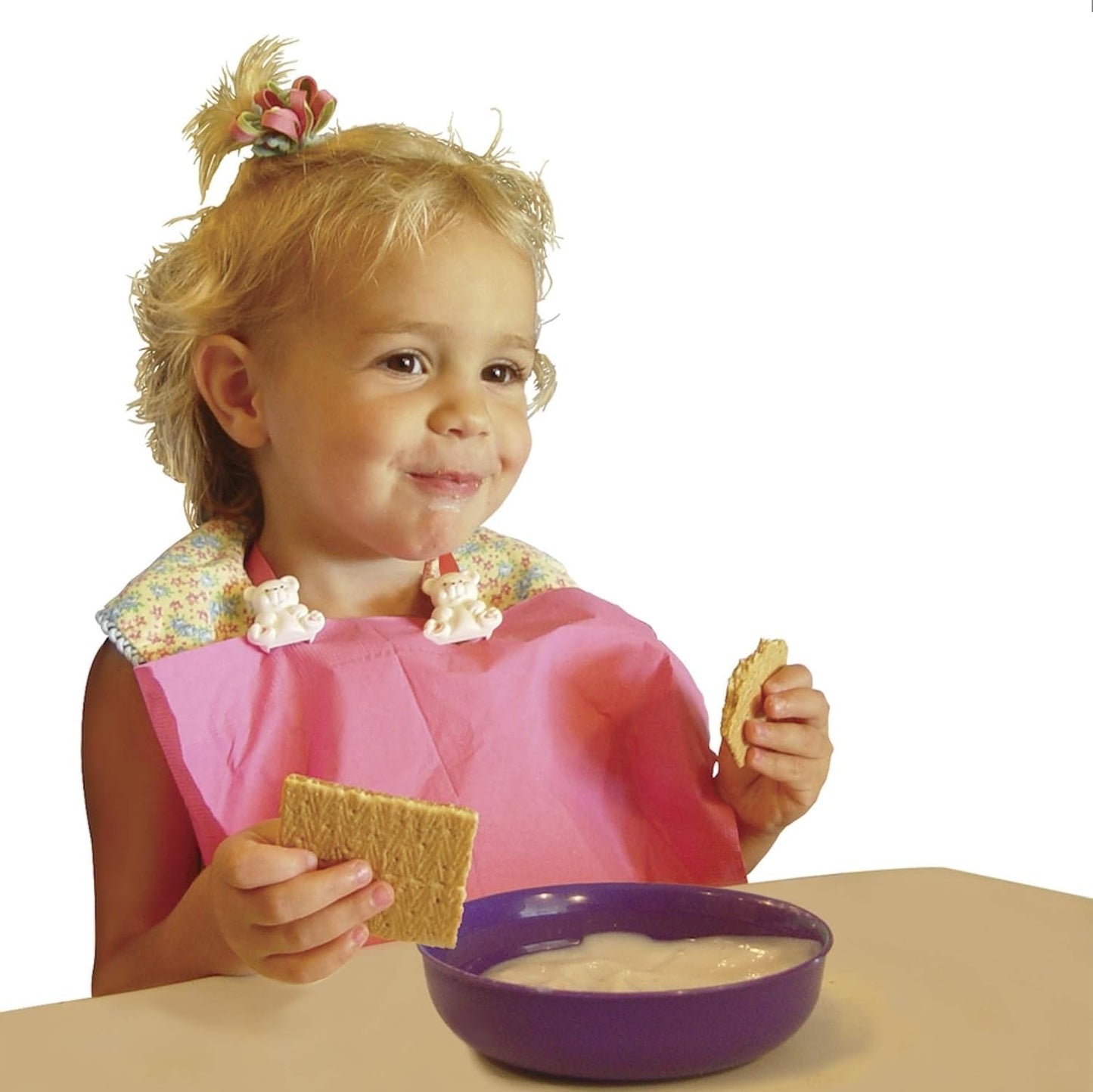 Baby Buddy Baby Bib Clip Turns Any Cloth, Towel, or Paper Napkin Into Instant Disposable Bibs, Travel Accessories, Essential Item for Baby Gifts, Feeding Supplies for Baby, Newborn and Up, 1pk, Pink