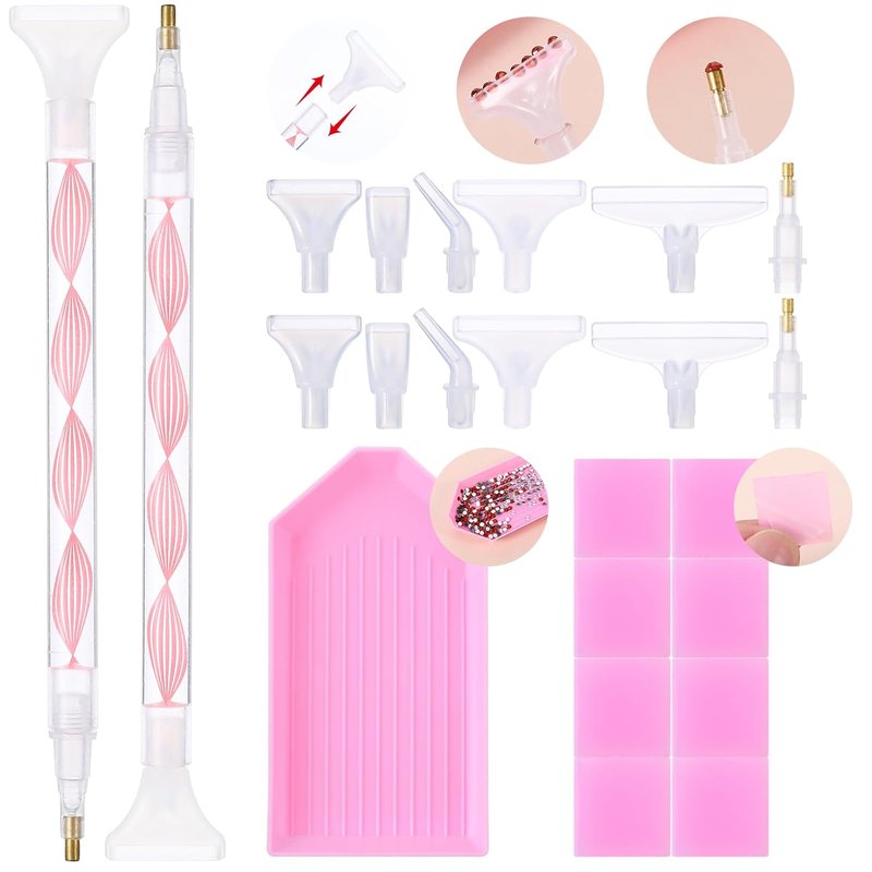 Rhinestone Picker Tool Kit - Dual-Ended Applicator & Dotting Pen Set for Nail Art | 2 Pcs with Clay Tips & Tray