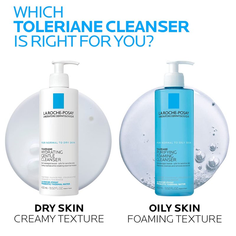 La Roche-Posay Toleriane Foaming Facial Cleanser - Oil-Free Face Wash with Niacinamide & Ceramides for Sensitive Skin