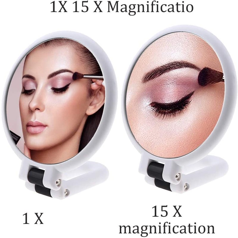 15x Magnifying Handheld Makeup Mirror - Travel Folding Double-Sided Design | Compact & Lightweight
