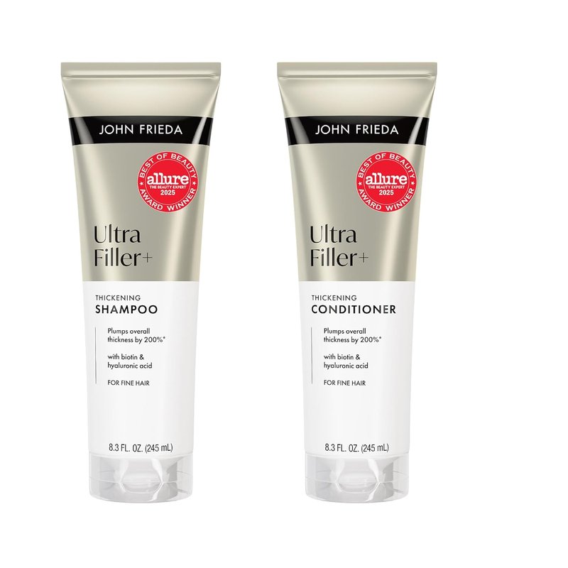 John Frieda ULTRAfiller+ Thickening Shampoo & Conditioner Set - Boost Volume for Fine Hair | 8.3 Fl Oz, 2-Pack