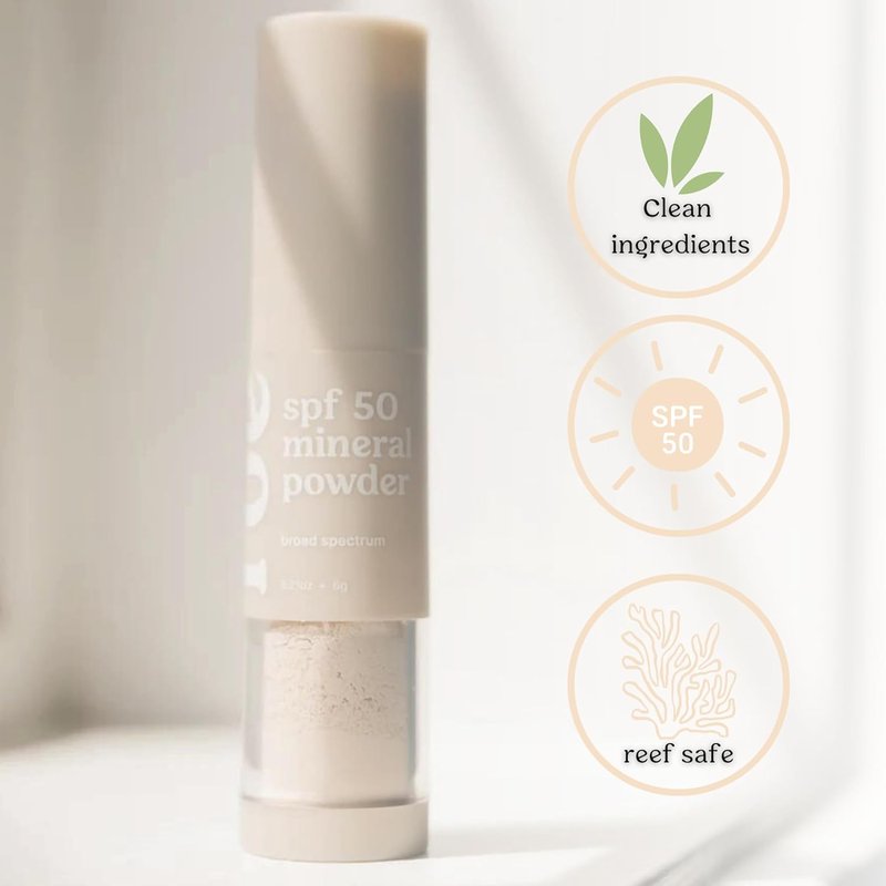 Roe Wellness- SPF 50 Powder Sunscreen Mineral-Based, Non-Toxic Brush-on For Kids, Adults & Babies | For Scalp, Face & Body (Reef Safe)(2Pack)