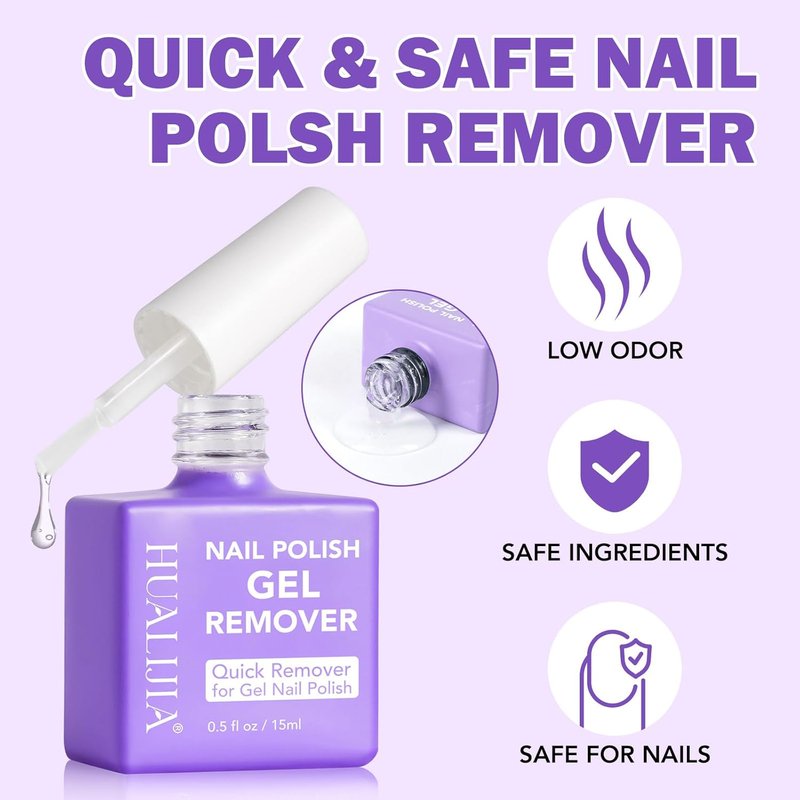 Skiennix Gel Nail Polish Remover - Quick & Easy Professional Formula with Cuticle Pusher & Scraper