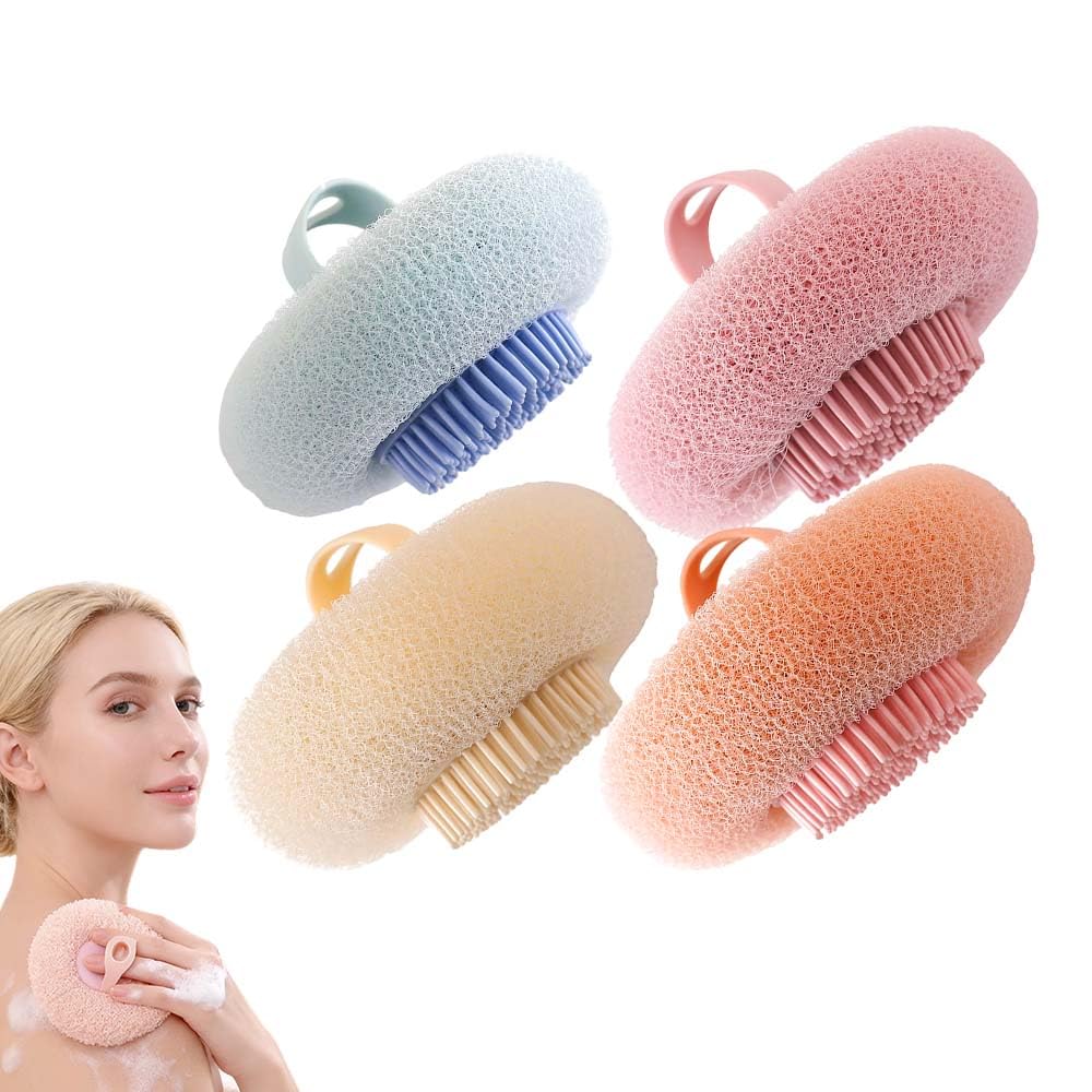 Super Soft Sunflower Suction Cup Bath Ball, 2026 New Exfoliating Bath Bath Sponge Cleaning Brush with Finger Rings for Women and Men (Set, 4 pcs)