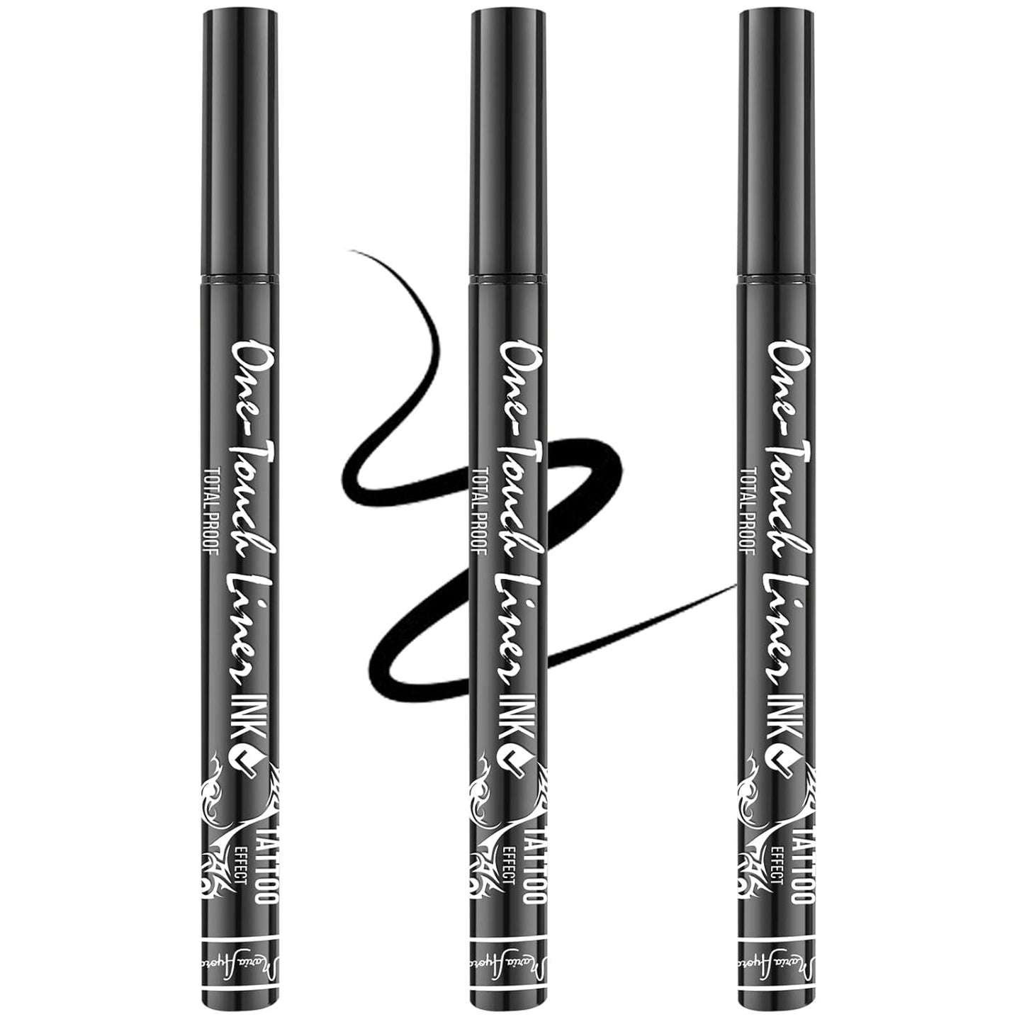 Vegan Hypoallergenic Liquid Eyeliner Pens - Triple Pack | Quick Dry, Waterproof, Smudgeproof, Classic Black