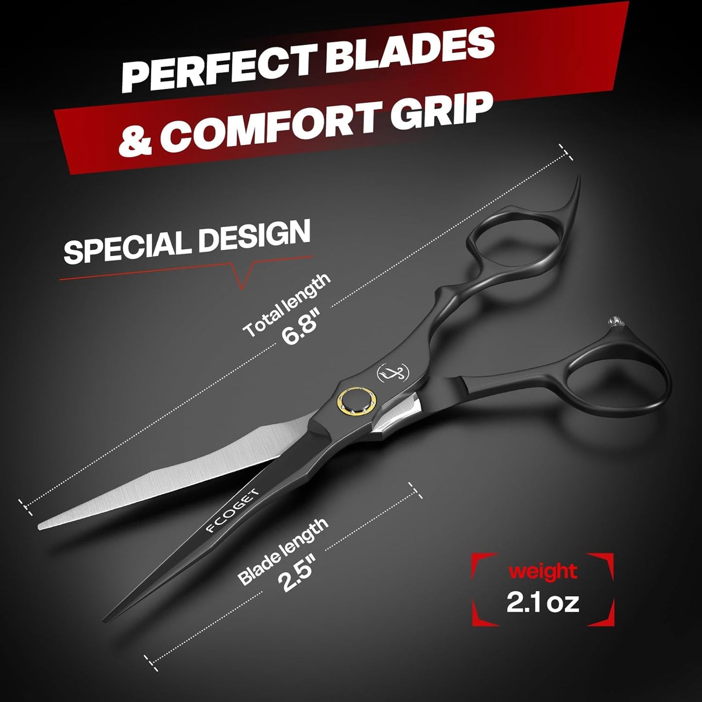 Skiennix Professional Hair Cutting Scissors - High-End 440C Stainless Steel Shears | 6.8 Inch Right-Handed Design for Salon & Home Use