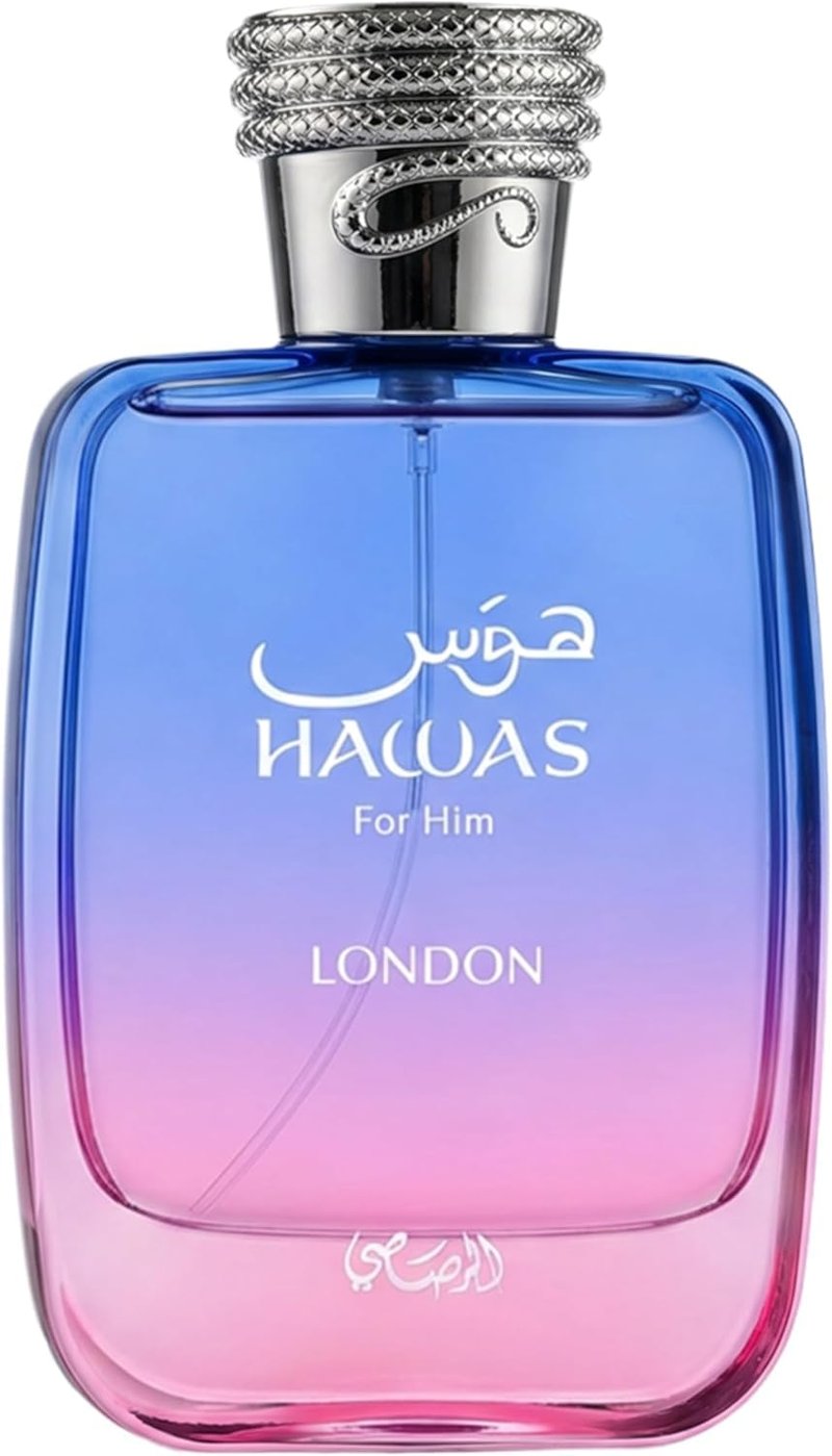 Rasasi Hawas London – Spicy, Fruity, Floral, Amber – Eau de Parfum Spray Long-Lasting Fragrance for Men, 3.38 Ounce / 100ml