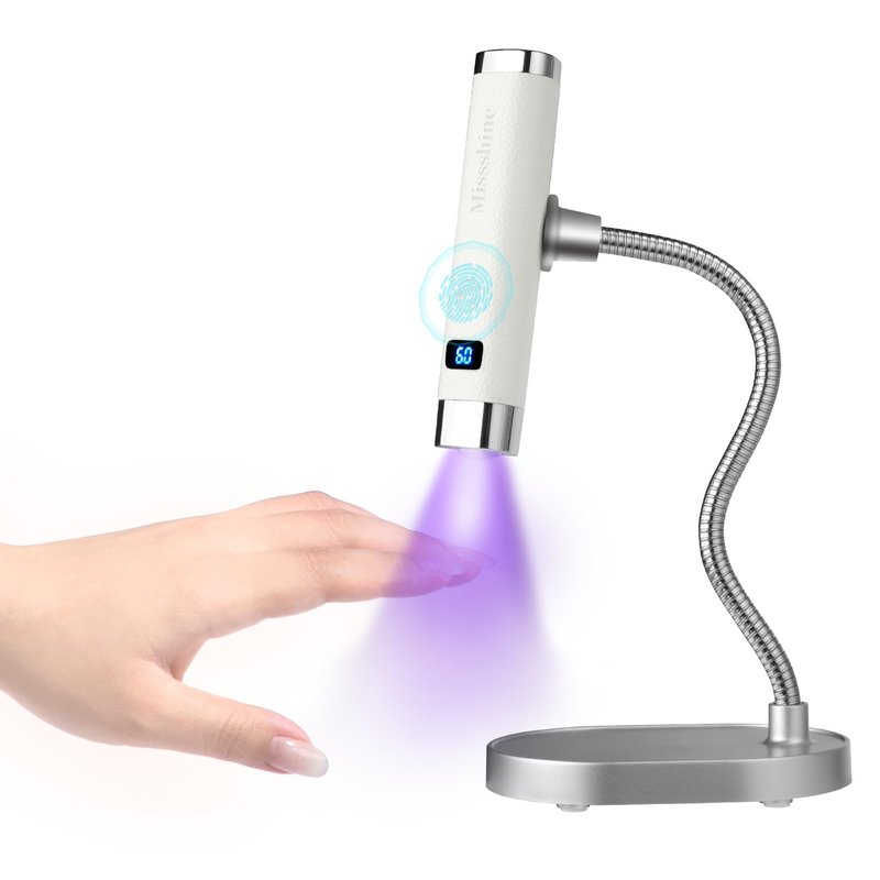 Missshine UV Light for Nails Handheld Cordless Nail Lamp,Rechargeable Nail Dryer with LED Display,Fast Curing Goosenecks Lamp with Auto Sensor DIY at Home (White)