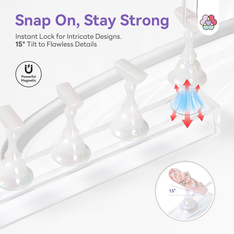 SAVILAND Nail Holder for Painting Nails: 3PCS Nail Stand Strong Magnetic Nail Stand for Press Ons Nail Stand for Nail Art Aurora Nail Holder Press on Nail Stand 40Pcs Reusable Putty Acrylic Nail Tools
