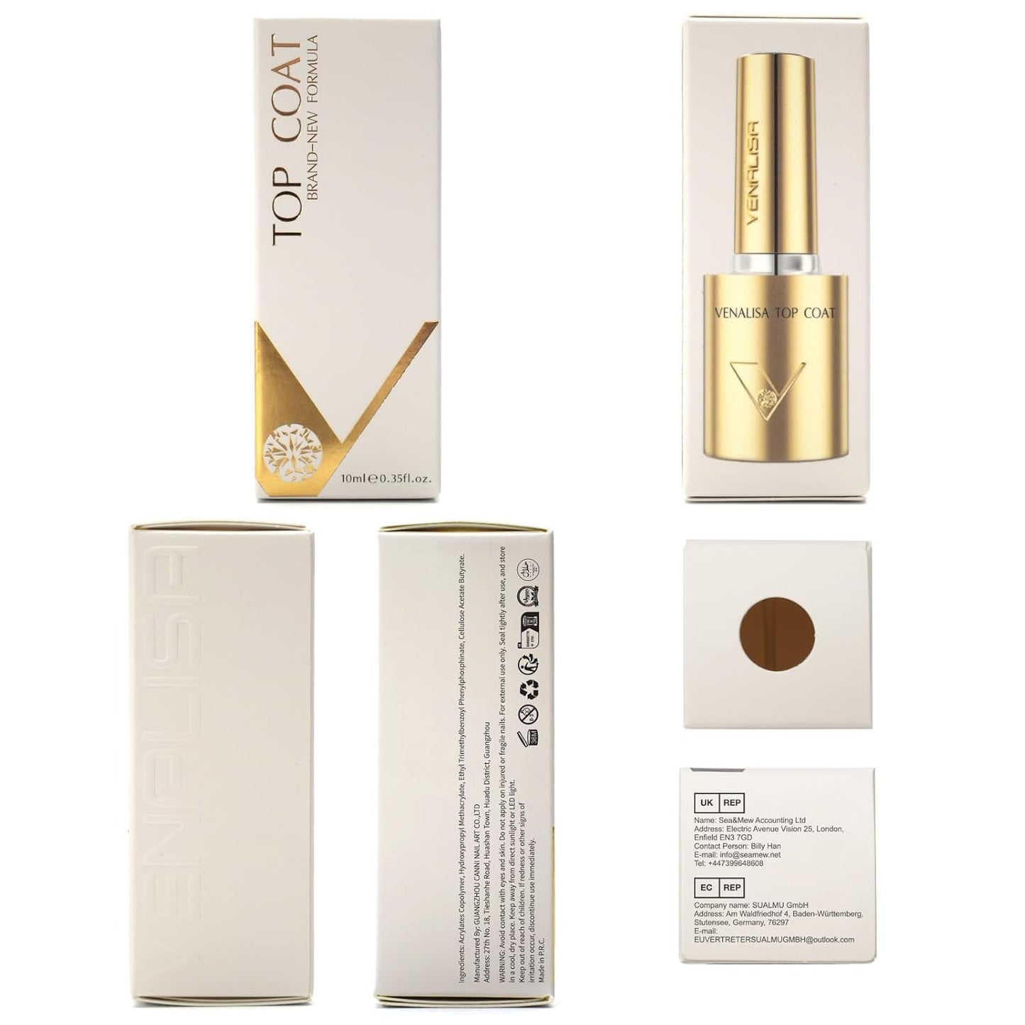VENALISA No Wipe Gel Top Coat - Clear Finish for Long-Lasting Salon Quality Nails | 10ML