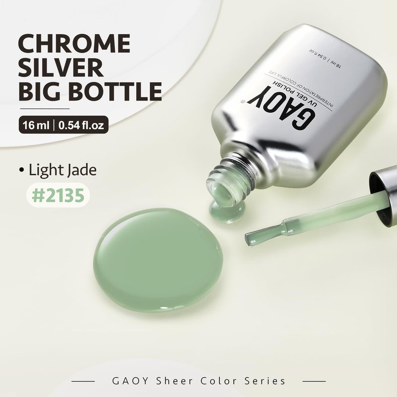 GAOY Jelly Gel Nail Polish, 16ml Sheer Green Translucent Soak Off Gel Polish, UV Light Cure for Nail Art DIY, 2135 Light Jade