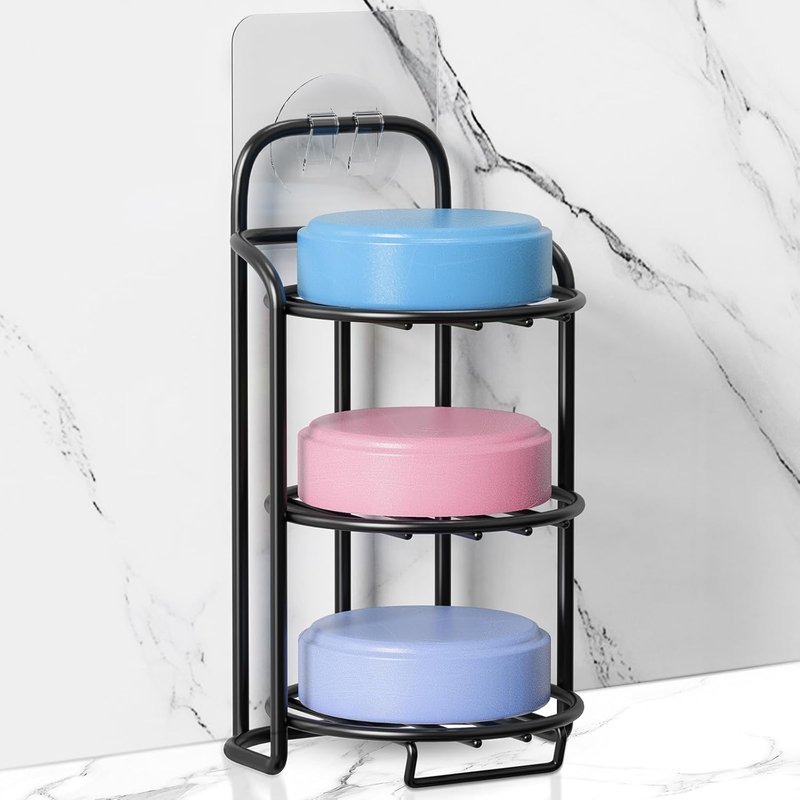 3-Tier Shower Soap Holder - Self-Adhesive & Freestanding Draining Soap Dish Caddy for Bathroom Decor